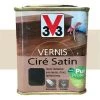 V33 Vernis Meubles Et Boiseries Blanc Patiné Ciré Satin 0,25 L