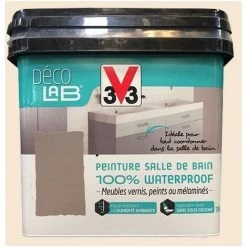 Déco LAB Peinture Salle De Bain 100% Waterproof V33 Ivoire 0,75 L - Roche