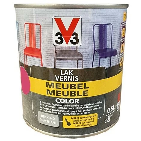 V33 Vernis Meuble Color Rose 0,5 L - Rose 1 V33 Vernis Meuble Color Rose 0,5 L - Rose