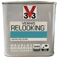 V33 Vernis Relooking Turquoise Tropical Satin Velours 0,5 L - Turquoise Tropical