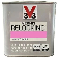V33 Vernis Relooking Rose Fluo Satin Velours 0,5 L - Rose Fluo
