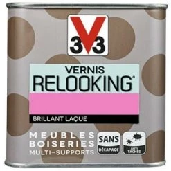 V33 Vernis Relooking Rose Fluo Brillant Laque 0,5 L - Rose Fluo