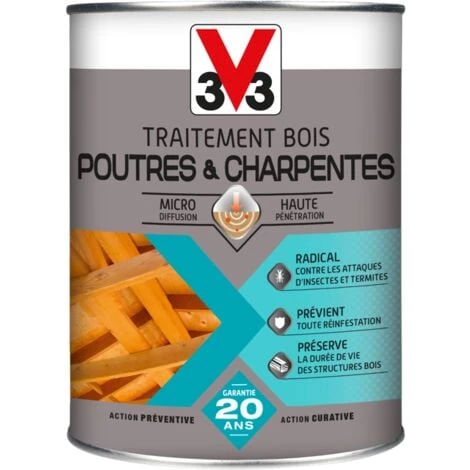 Traitements bois Poutres et charpentes Incolore 1L V33 Traitements Bois Poutres Et Charpentes Incolore 1L V33 -V33 Soldes 42332437 1
