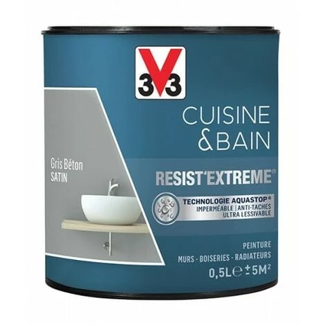 V33 Peinture Cuisine & Bain 'Resist'Extreme' Gris Béton Satin 0,5 L V33 Peinture Cuisine & Bain 'Resist'Extreme' Gris Béton Satin 0,5 L -V33 Soldes 68486845 1