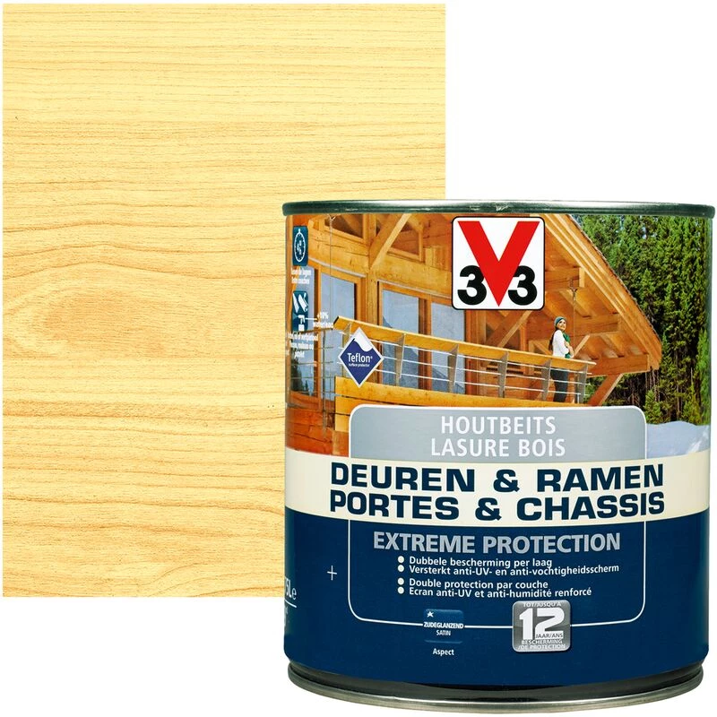 Lasure V33 Portes & Châssis Extreme Protection Incolore Satiné 750ml - Incolore -V33 Soldes lasure v33 portes chassis extreme protection incolore satine 750ml incolore L 15208317 61229080 1