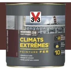 Peinture Fer V33 Climats Extrêmes Rouge Ombré Mat 0,5 L - Rouge Ombré