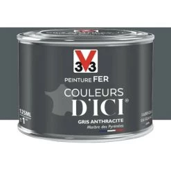 Peinture Fer V33 Couleurs D'ICI Gris Anthracite 0,125 L - Gris Anthracite