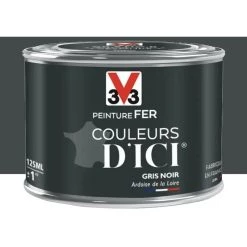 Peinture Fer V33 Couleurs D'ICI Gris Noir 0,125 L - Gris Noir