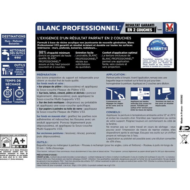 Peinture intérieure Blanc professionnel® Blanc mat 10 L V33 - Blanc Peinture Intérieure Blanc Professionnel® Blanc Mat 10 L V33 - Blanc -V33 Soldes peinture interieure blanc professionnel blanc mat 10 l v33 blanc L 20065459 36908982 3