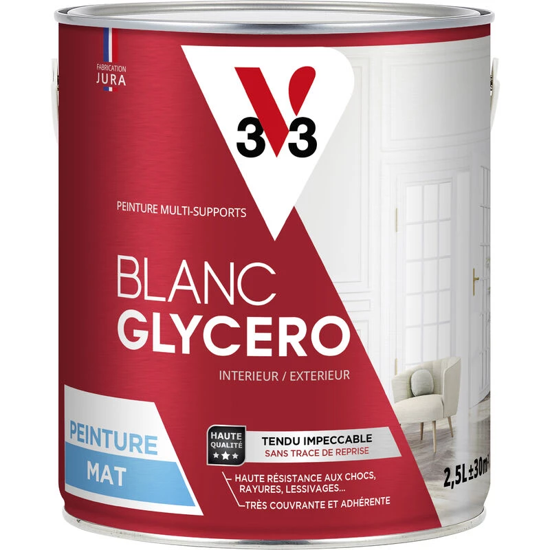 Peinture multisupport V33 Glycéro blanc mat, 2.5 l Peinture Multisupport V33 Glycéro Blanc Mat, 2.5 L -V33 Soldes peinture multisupport v33 glycero blanc mat 25 l L 20065459 36908932 1