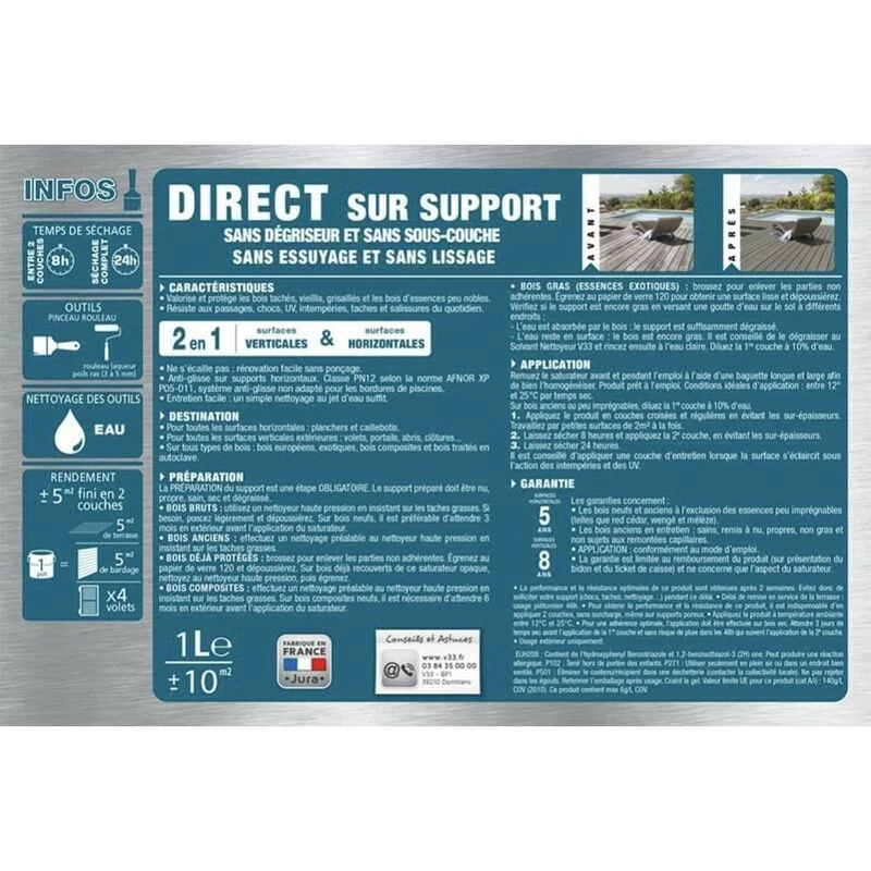 Saturateur V33 Rénovation terrasses Teck 1 L Saturateur V33 Rénovation Terrasses Teck 1 L -V33 Soldes saturateur v33 renovation terrasses teck 1 l L 480385 54427799 3