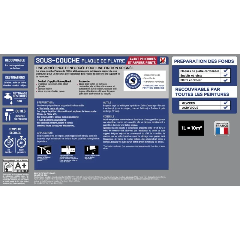 Sous-couche intérieure Plaque de plâtre Blanc Mat 5L V33 Sous-couche Intérieure Plaque De Plâtre Blanc Mat 5L V33 -V33 Soldes sous couche interieure plaque de platre blanc mat 5l v33 L 20065459 42332481 4
