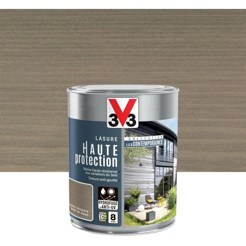 V33 Lasure V33 Hp Les Contemporaines 8 Ans Gris Argenté Satiné 1 L 1 V33 Lasure V33 Hp Les Contemporaines 8 Ans Gris Argenté Satiné 1 L