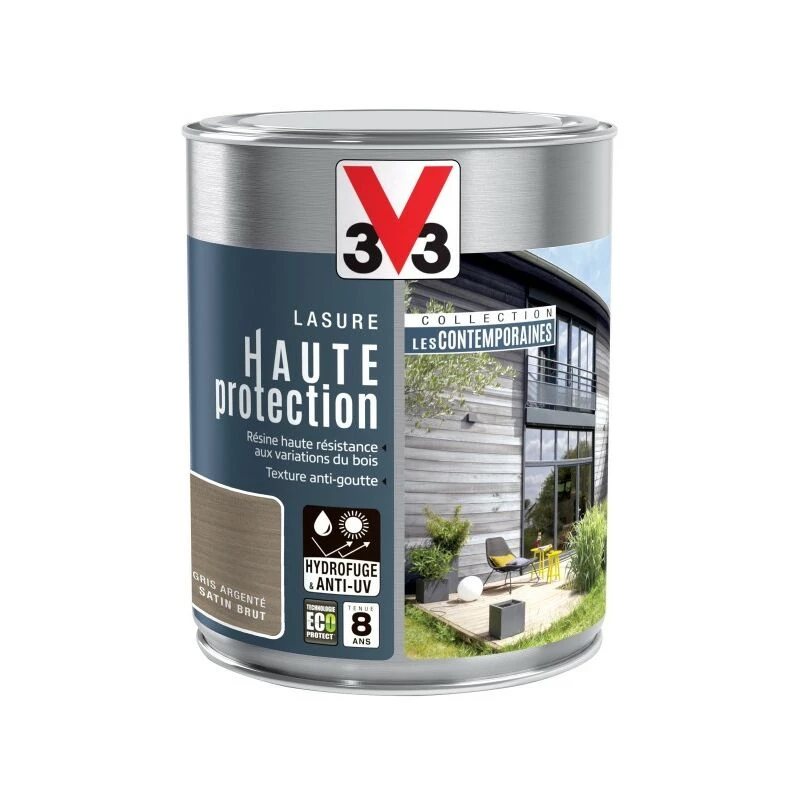 V33 Lasure V33 Hp Les Contemporaines 8 Ans Gris Argenté Satiné 1 L 4 V33 Lasure V33 Hp Les Contemporaines 8 Ans Gris Argenté Satiné 1 L – Image 4