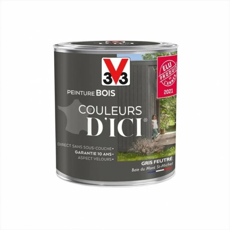 V33 Peinture Bois Extérieur Couleurs D'ici® V33, Gris Feutré Velours 0.5 L 5 V33 Peinture Bois Extérieur Couleurs D'ici® V33, Gris Feutré Velours 0.5 L – Image 5