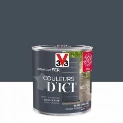 V33 Peinture Fer Extérieur Couleurs D'ici® V33 Bleu Encré Velours 0.5 L