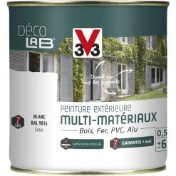 V33 Peinture Multimatériau Extérieur Décolab® V33 Blanc Satiné 0.5 L -V33 Soldes v33 peinture multimateriau exterieur decolab v33 blanc satine 05 l L 821 35175745 4