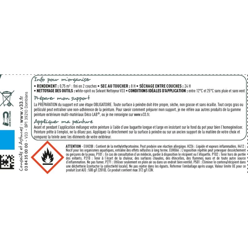 V33 Peinture multimatériau extérieur Décolab® V33 rouge basque satiné 0.125 l V33 Peinture Multimatériau Extérieur Décolab® V33 Rouge Basque Satiné 0.125 L -V33 Soldes v33 peinture multimateriau exterieur decolab v33 rouge basque satine 0125 l L 821 35175155 5